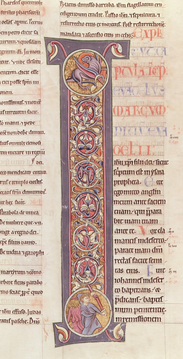 Ms 2 fol.175 t.2 सेंट मार्क के सुसमाचार, सेंट-आंद्रे ऑक्स-बोइस के मठ से द्वारा फ्रेंच स्कूल