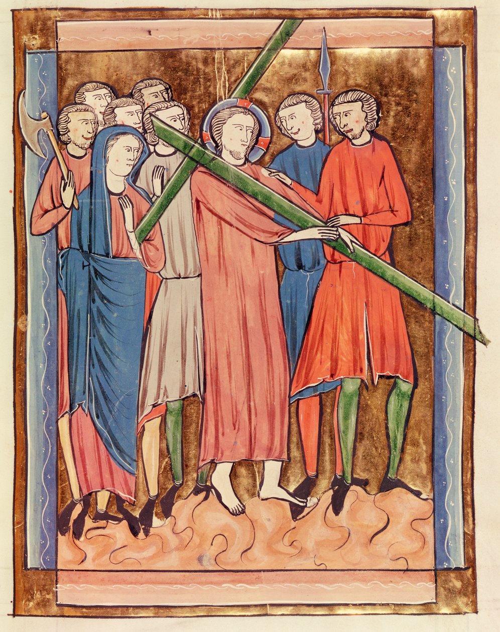 सुश्री 3016 fol.16 क्राइस्ट द क्रॉसिंग, सियोटियर ए लुसज डे पेरिस से द्वारा फ्रेंच स्कूल