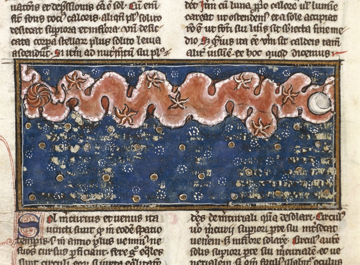 Ms 320 Fol.192r Planets, 'द नेचर ऑफ़ थिंग्स' से थॉमस वैन कैंटिम्प्रे (1201-72) द्वारा (वेलम पर) द्वारा फ्रेंच स्कूल