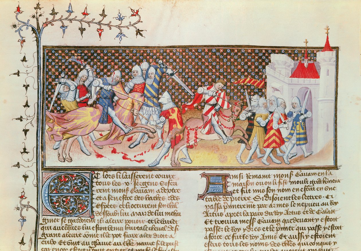 सुश्री 3479 t.1 fol.558 शूरवीरों की लड़ाई, Livre de Messire Lancelot du Lac से द्वारा फ्रेंच स्कूल
