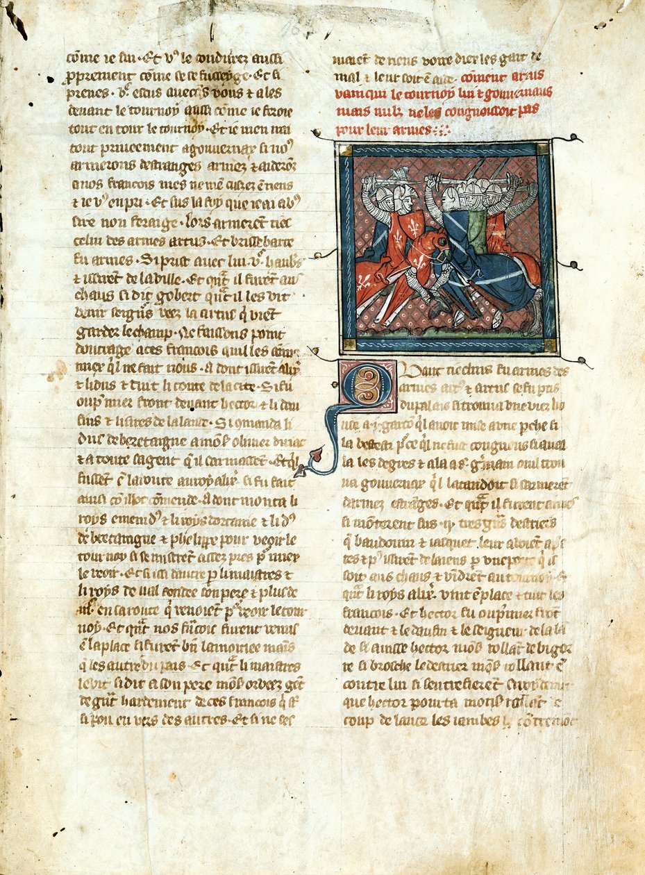 सुश्री 403 fol.163 शूरवीरों के बीच रोमन dArtus से लड़ाई द्वारा फ्रेंच स्कूल