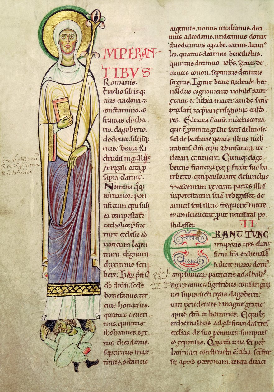 सुश्री 846 fol.137v हिस्टोरिअट प्रारंभिक मैंने सेंट रिच्रिडियस का चित्रण किया, रिकुइल डे वी डेस सेंट्स से द्वारा फ्रेंच स्कूल