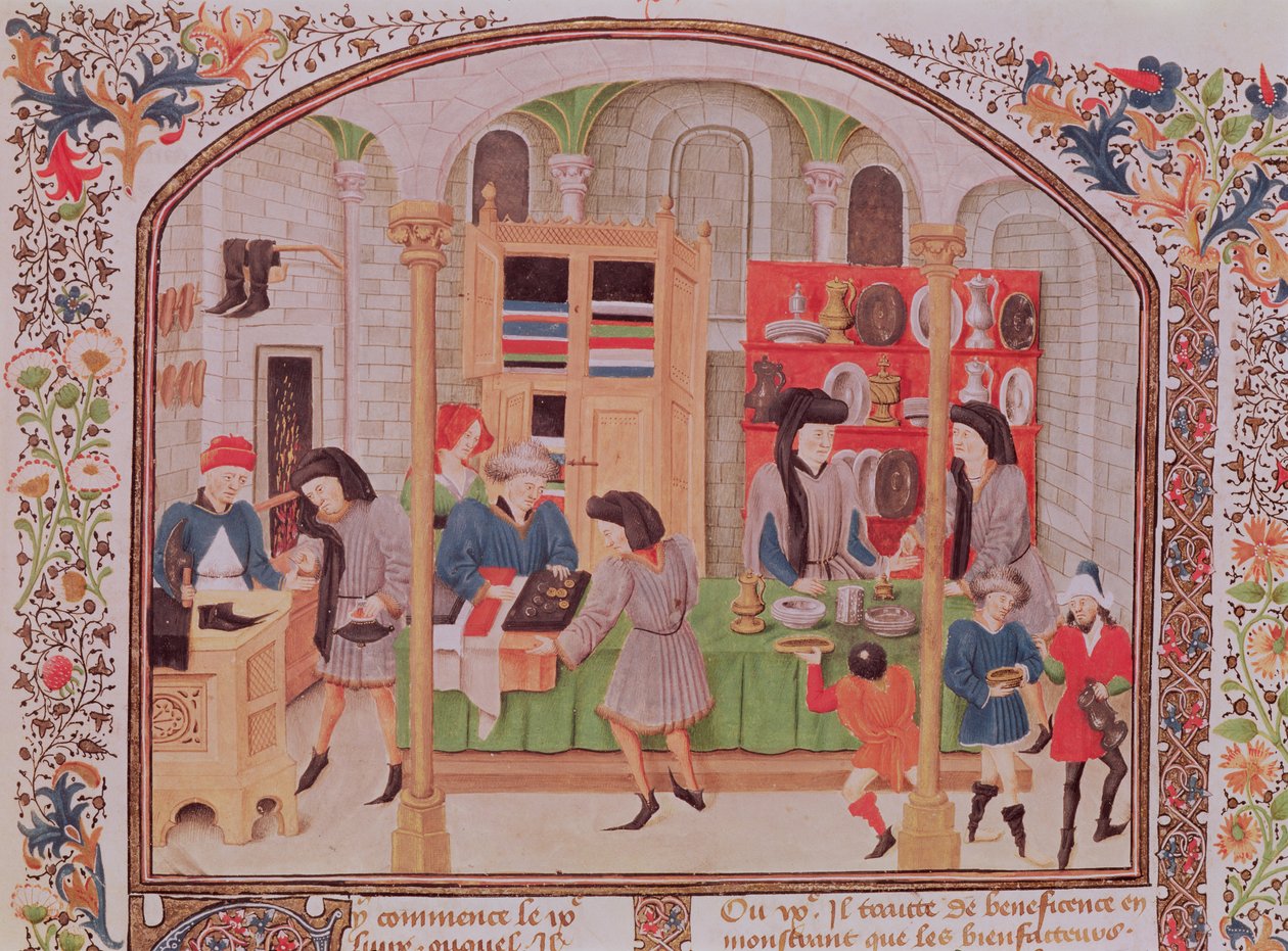 सुश्री 927 f.145r द मिंट, अरस्तू से `नैतिकता, राजनीति, अर्थशास्त्र, एक फ्रांसीसी अनुवाद से टॉमस परम द्वारा फ्रेंच स्कूल