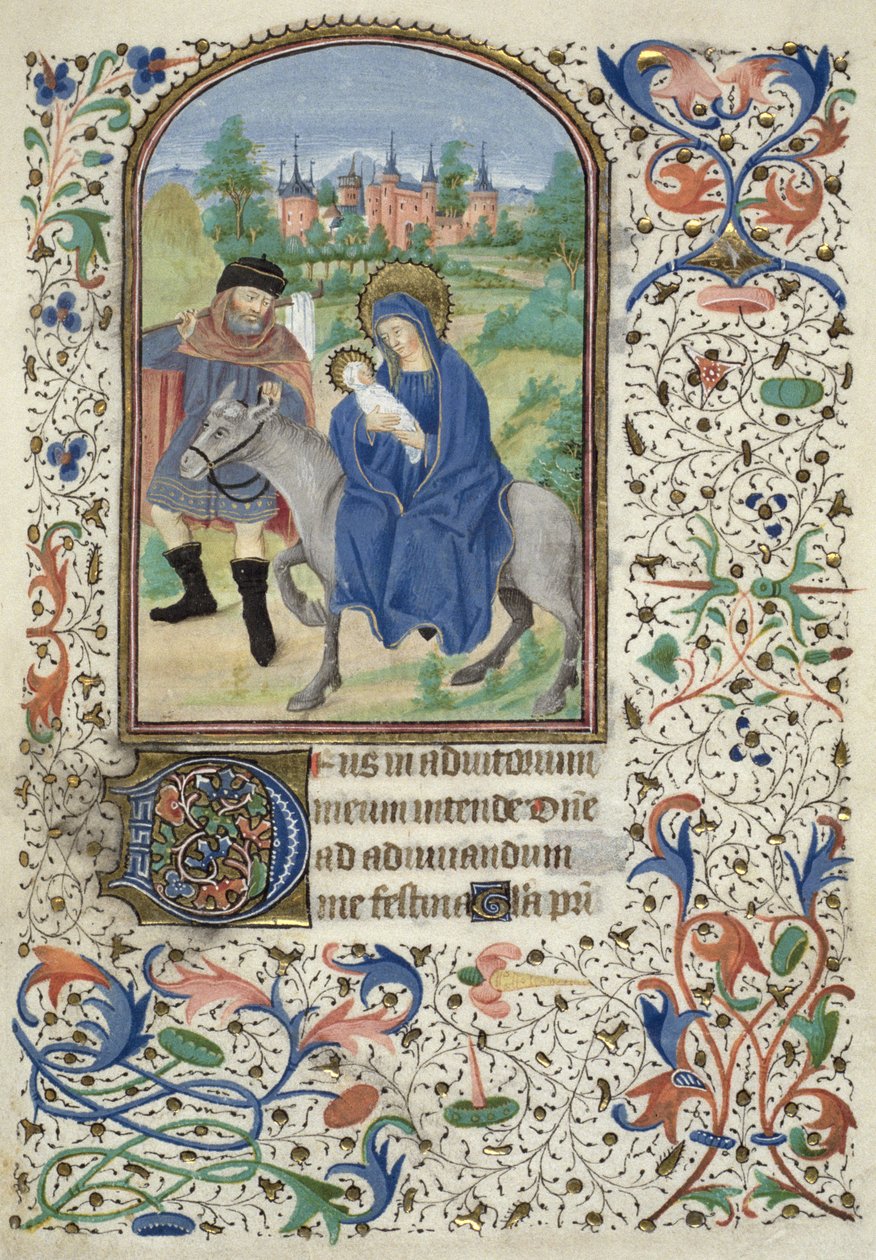 सुश्री यूरिंग 4 f.55r ग्लासगो आवर्स, c.1450-60 से मिस्र में उड़ान द्वारा फ्रेंच स्कूल