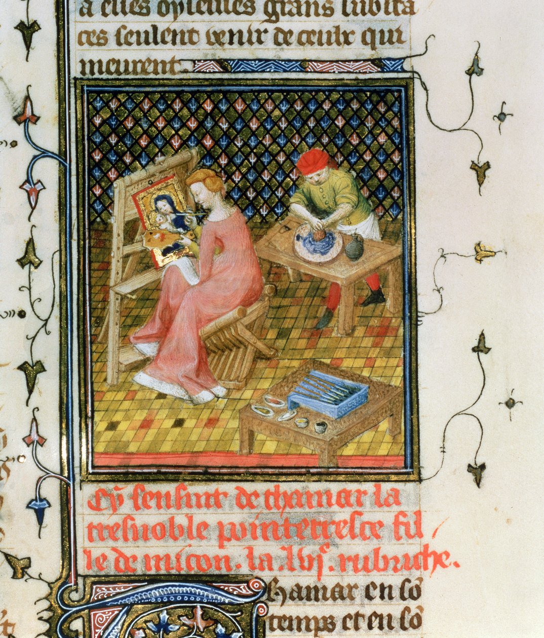 सुश्री डीआर 12420 fol.86r थमिरिस की कहानी, `डी क्लेरिस मुलियरिबस से, गियोवन्नी बोकाशियो के कार्यों से द्वारा फ्रेंच स्कूल