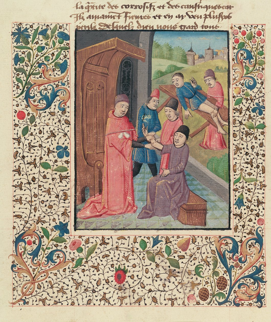 सुश्री फ्र 396 fol.80v गाइ चुलियाक द्वारा ला ग्रांडे चिरुर्गी से फ्रैक्चर का इलाज करने वाला एक डॉक्टर द्वारा फ्रेंच स्कूल