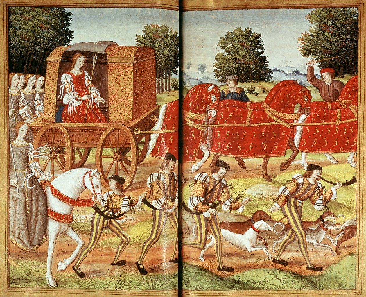 सुश्री फ्र 874 f.31v ए हंट, ओविड्स एपिस्टल्स से चित्रण द्वारा फ्रेंच स्कूल