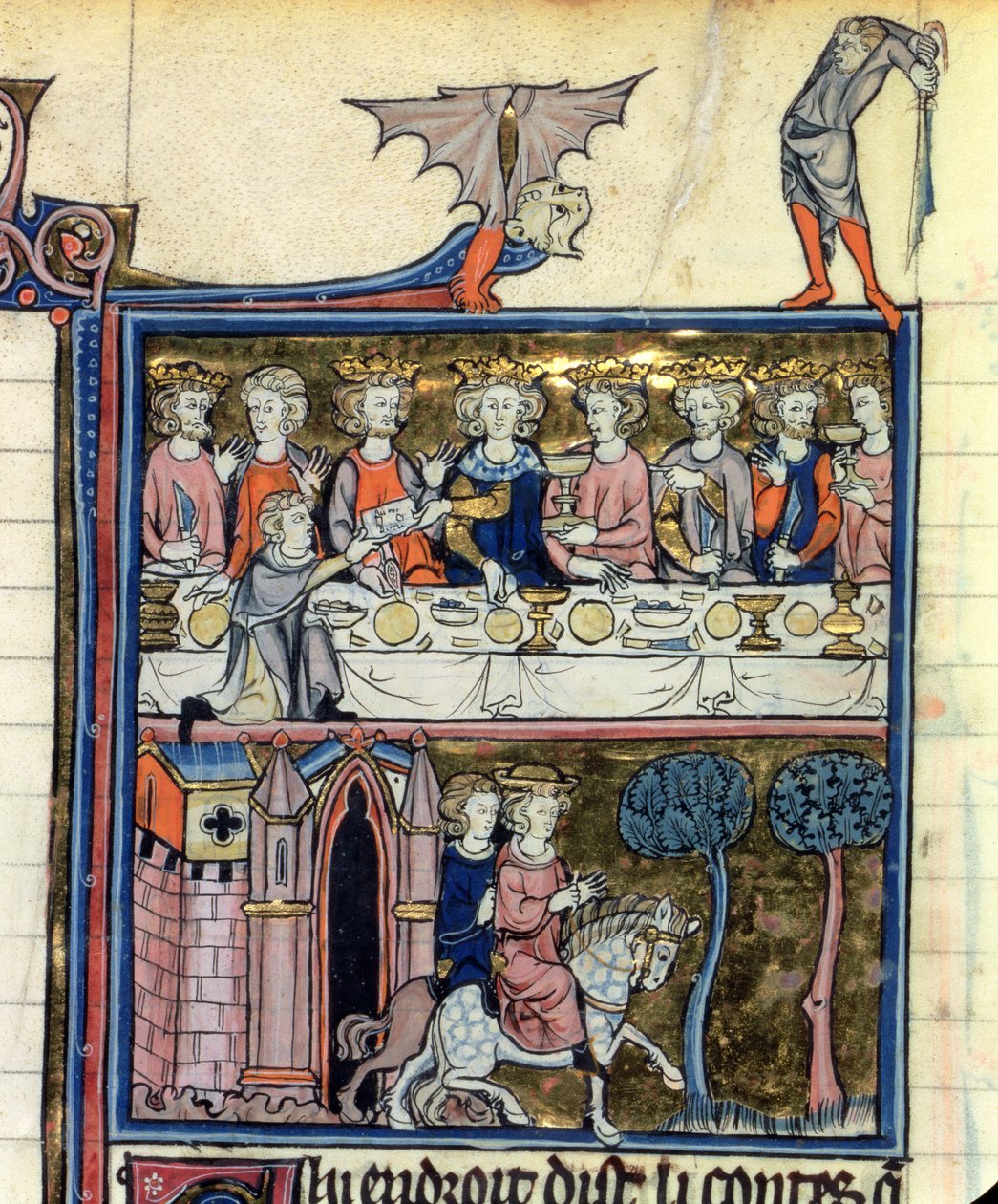 Ms Fr 95 f.326 किंग आर्थर और मेज के चारों ओर उनके शूरवीर द्वारा फ्रेंच स्कूल