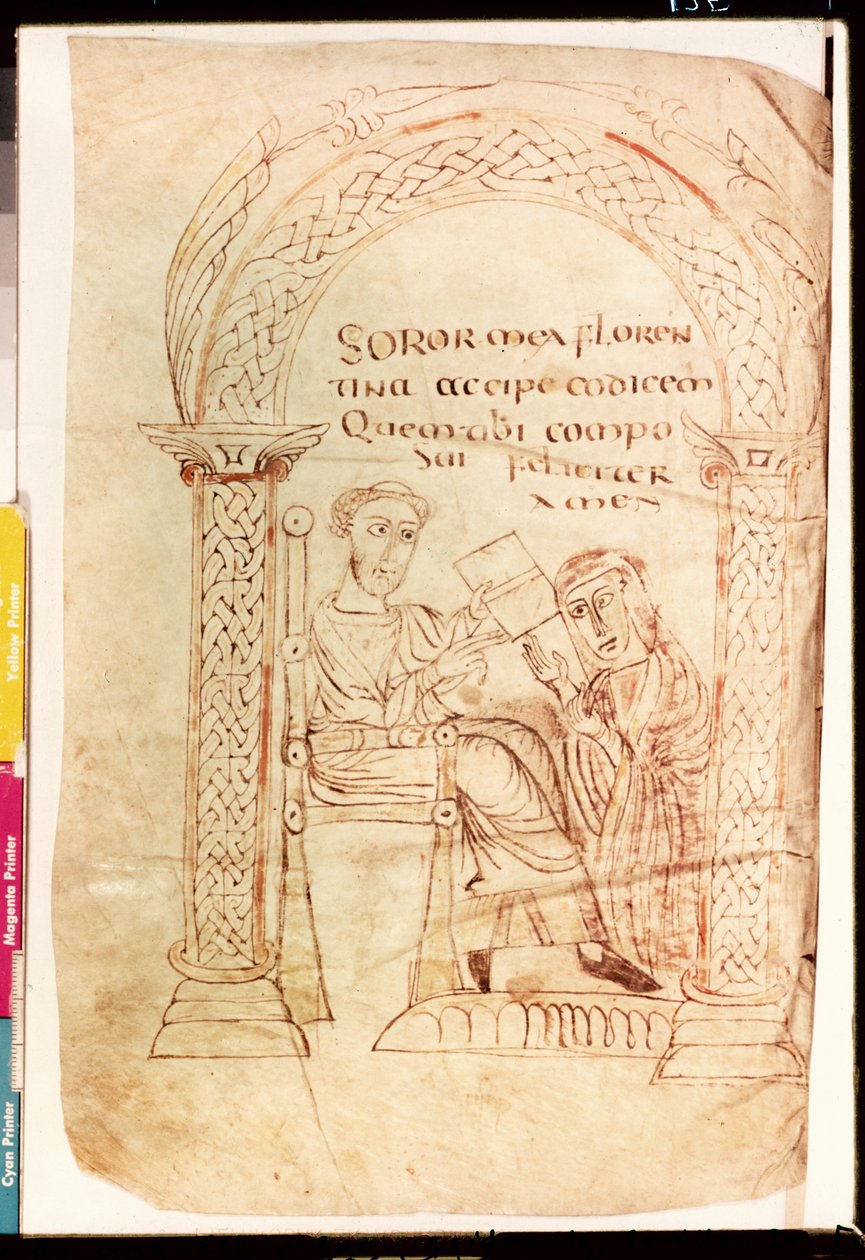एमएस 13396 Isidoro fol.1r सविल (c.560-636) c.800 के इसिडोर ने यहूदियों के खिलाफ पुराने और नए करार के विश्वास से, उसकी बहन फ्लोरेंस के लिए अपने काम प्रदान करता है द्वारा फ्रेंच स्कूल