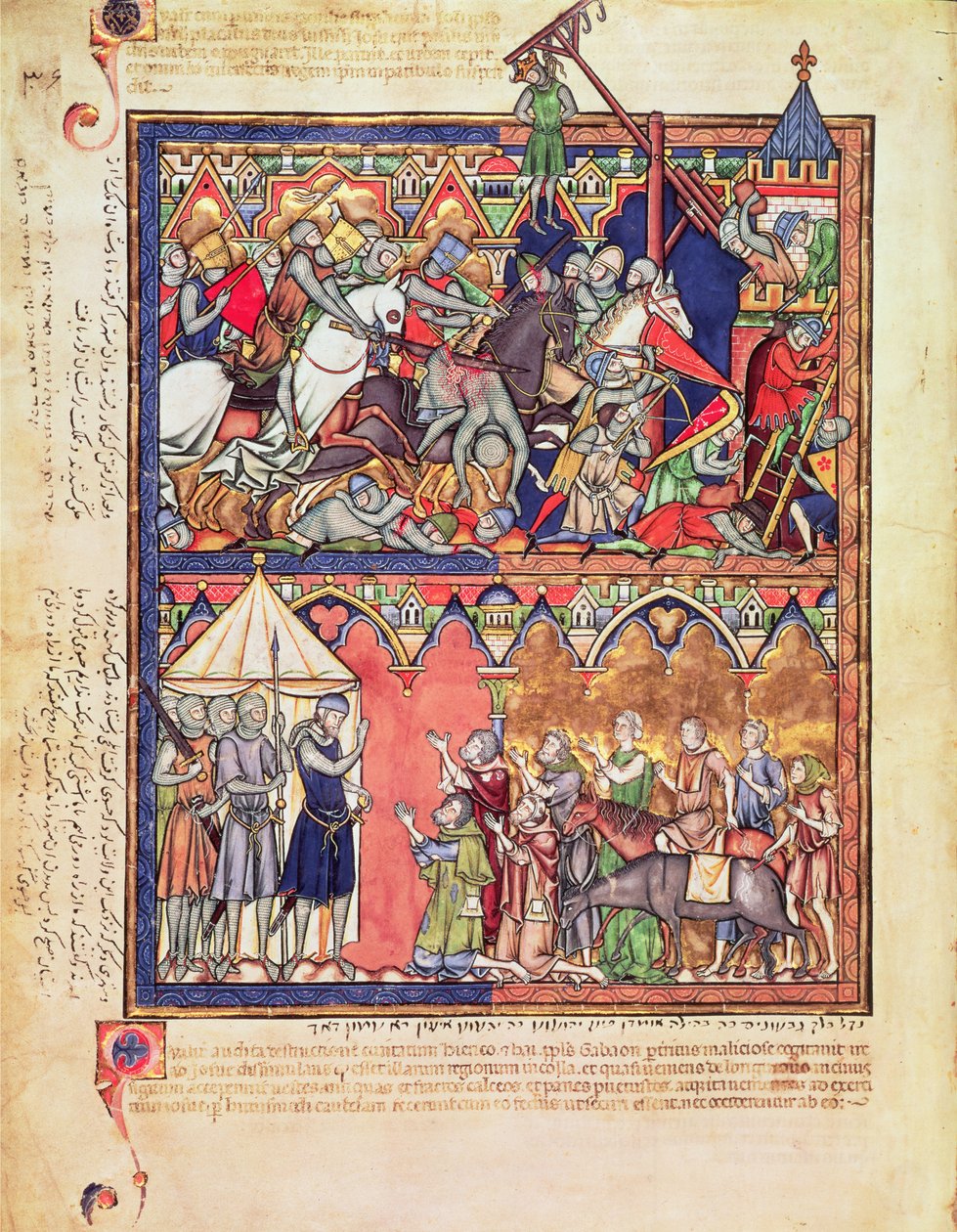 मॉर्गन पिक्चर बाइबल से सुश्री एम 638 f.10v यहोशू, c.1244-54 द्वारा फ्रेंच स्कूल