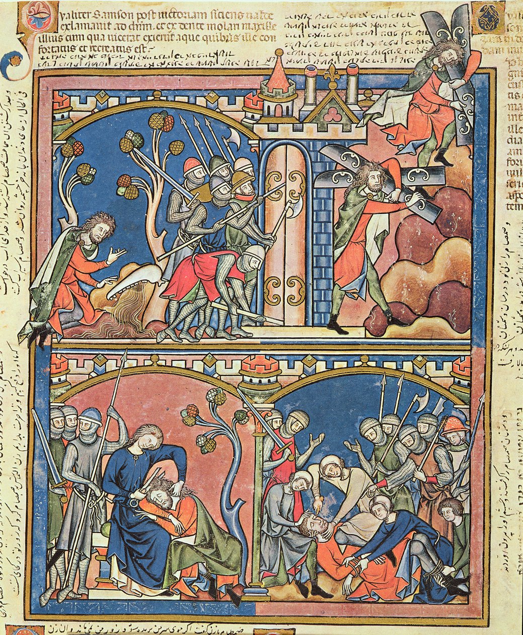 मॉर्गन पिक्चर बाइबल से सुश्री एम 638 fol.15r सैमसन और डेलिलाह, c.1244-54 द्वारा फ्रेंच स्कूल