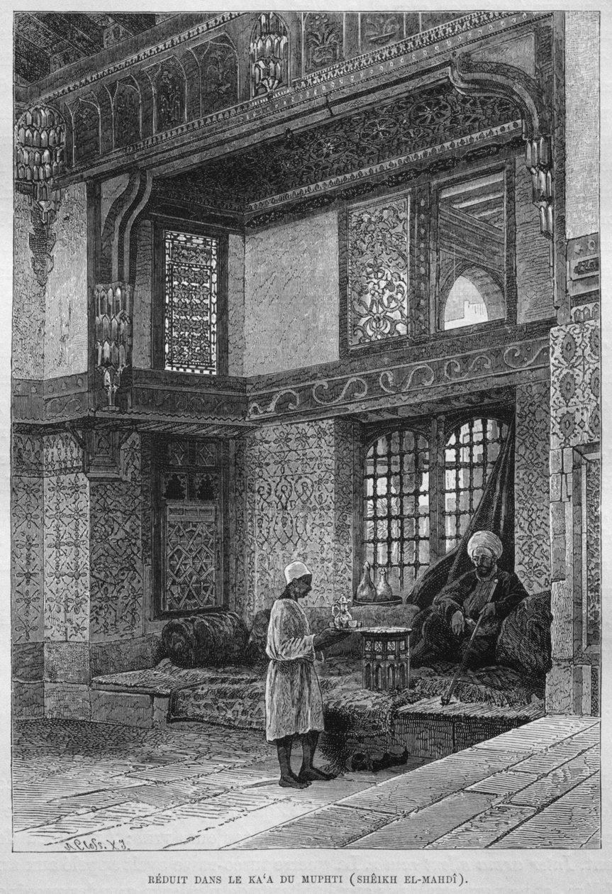 मुफ्ती हाउस, क्यूआ, जॉर्ज मोरिट्ज आइबर्स (1837-98) के लिजीडे से, 1881 (बीडब्ल्यू उत्कीर्णन) द्वारा फ्रेंच स्कूल