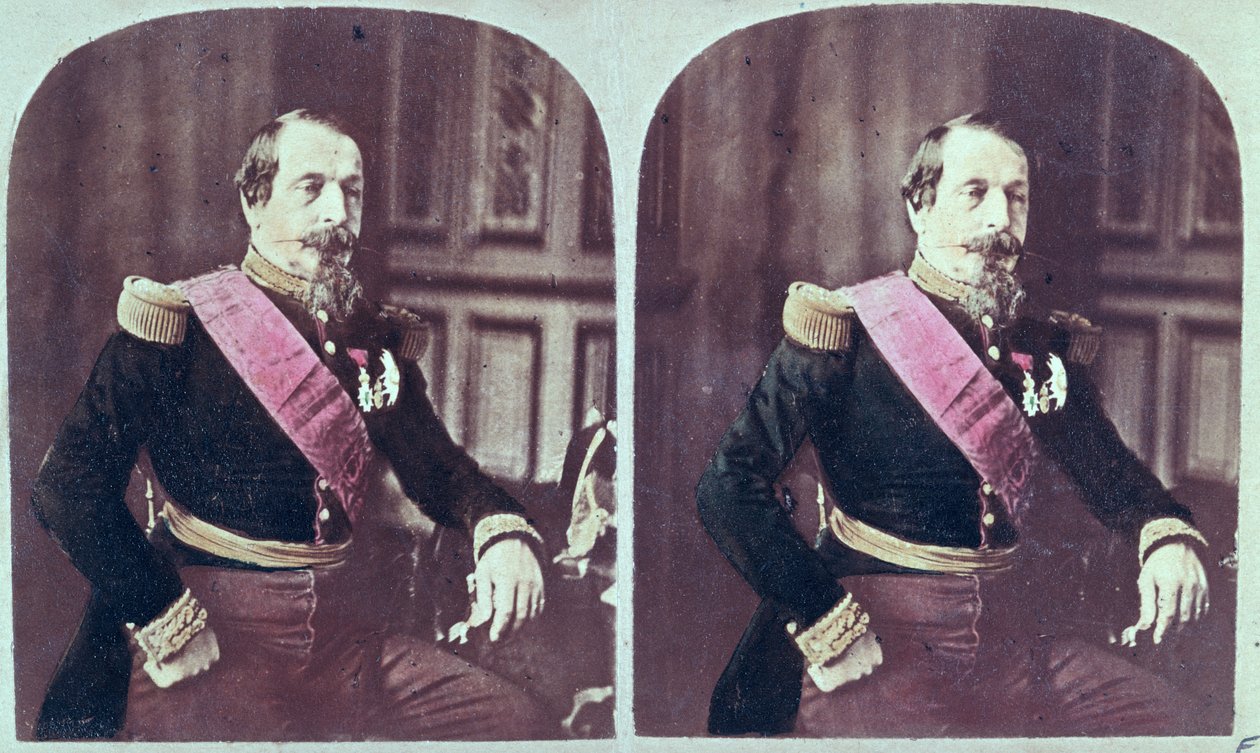नेपोलियन III (1808-73), c.1860, रंगीन त्रिविम फोटो 1860 और 1870 के बीच लिया गया द्वारा फ्रेंच स्कूल