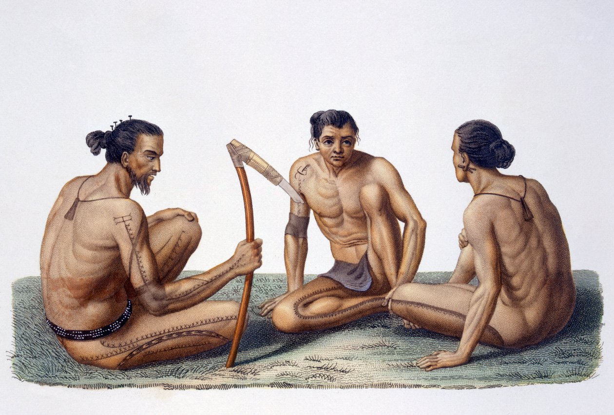 औलीयन द्वीप के मूल निवासी, कैरोलीन द्वीपसमूह, 1826 द्वारा फ्रेंच स्कूल