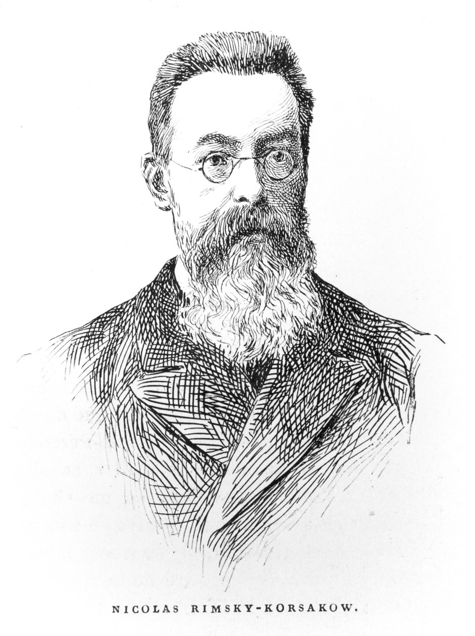 निकोलै आंद्रेविच रिम्स्की-कोर्साकोव (1844-1908), पेरिस में प्रकाशित अल्बर्ट सौबिज द्वारा रूस में संगीत के इतिहास का चित्रण, 1898 में प्रकाशित द्वारा फ्रेंच स्कूल