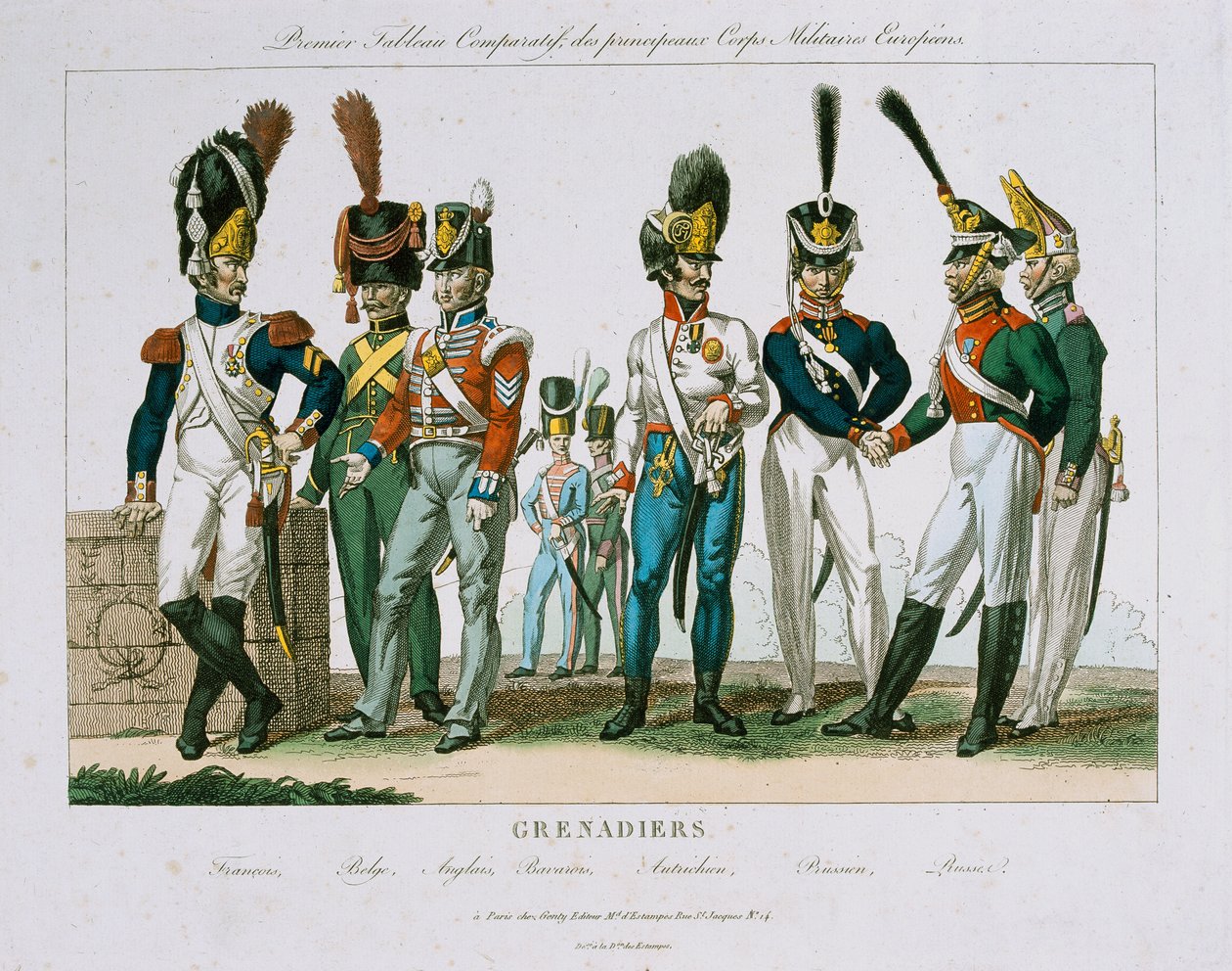 उत्तरी यूरोपीय ग्रेनेडियर अधिकारी वर्दी, DEstampes, पेरिस द्वारा प्रकाशित, c.1815 द्वारा फ्रेंच स्कूल