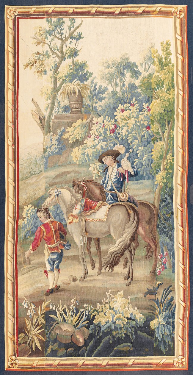 लुई XVI देहाती टेपेस्ट्रीस, ऑब्यूसन की एक जोड़ी, c.1775 द्वारा फ्रेंच स्कूल