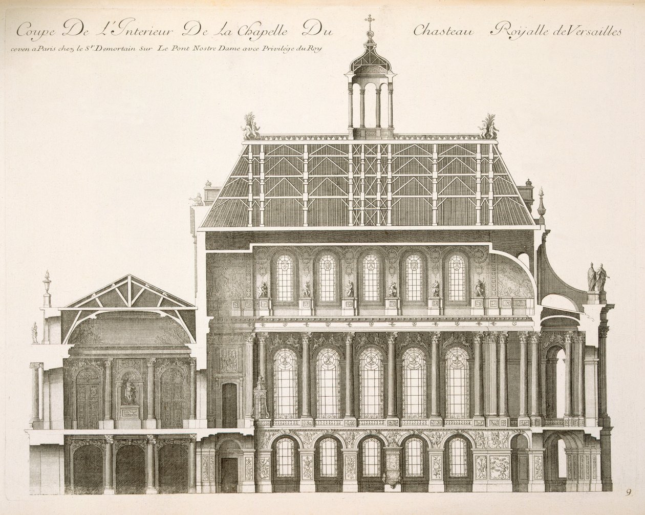 लौवर पैलेस: द रॉयल चैपल, सेक्शन, c.1720s द्वारा फ्रेंच स्कूल