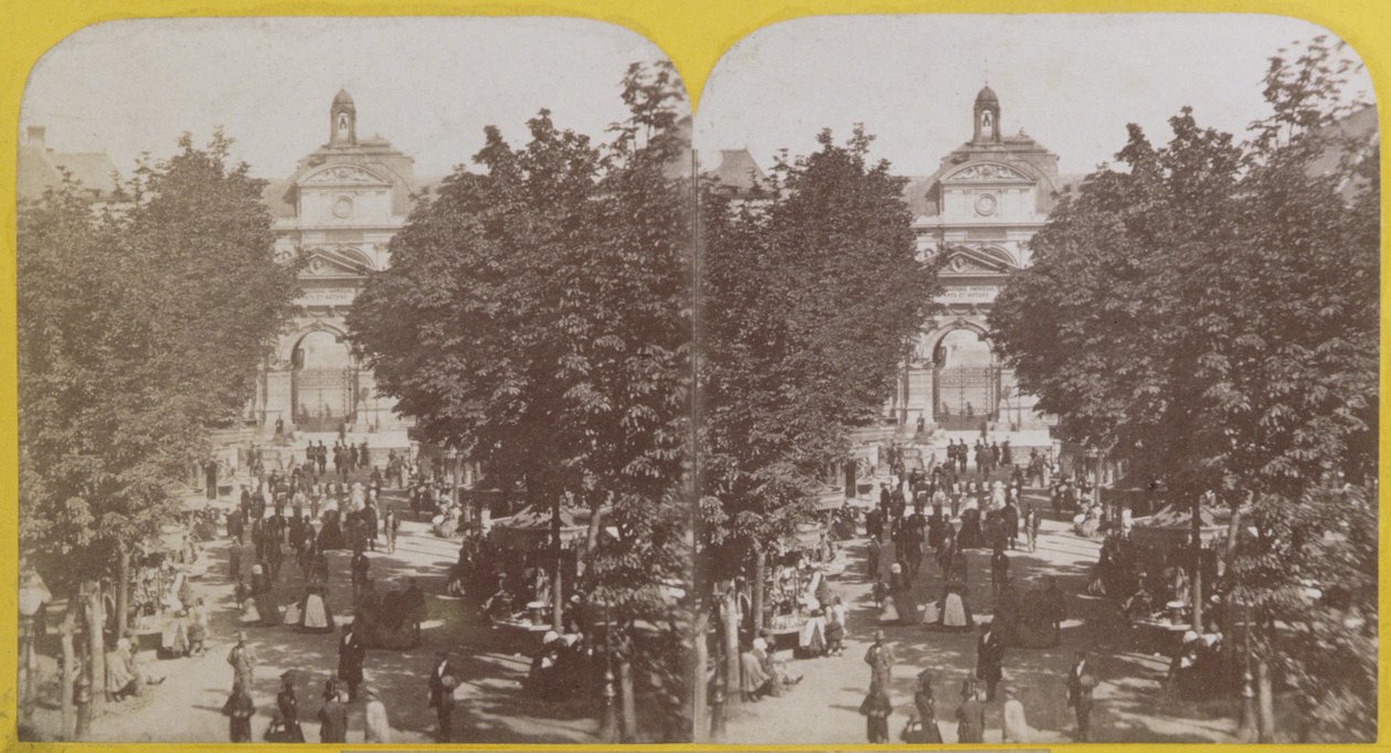 पेरिस, कला और शिल्प सार्वजनिक उद्यान, त्रिविम दृश्य, c.1860 द्वारा फ्रेंच स्कूल