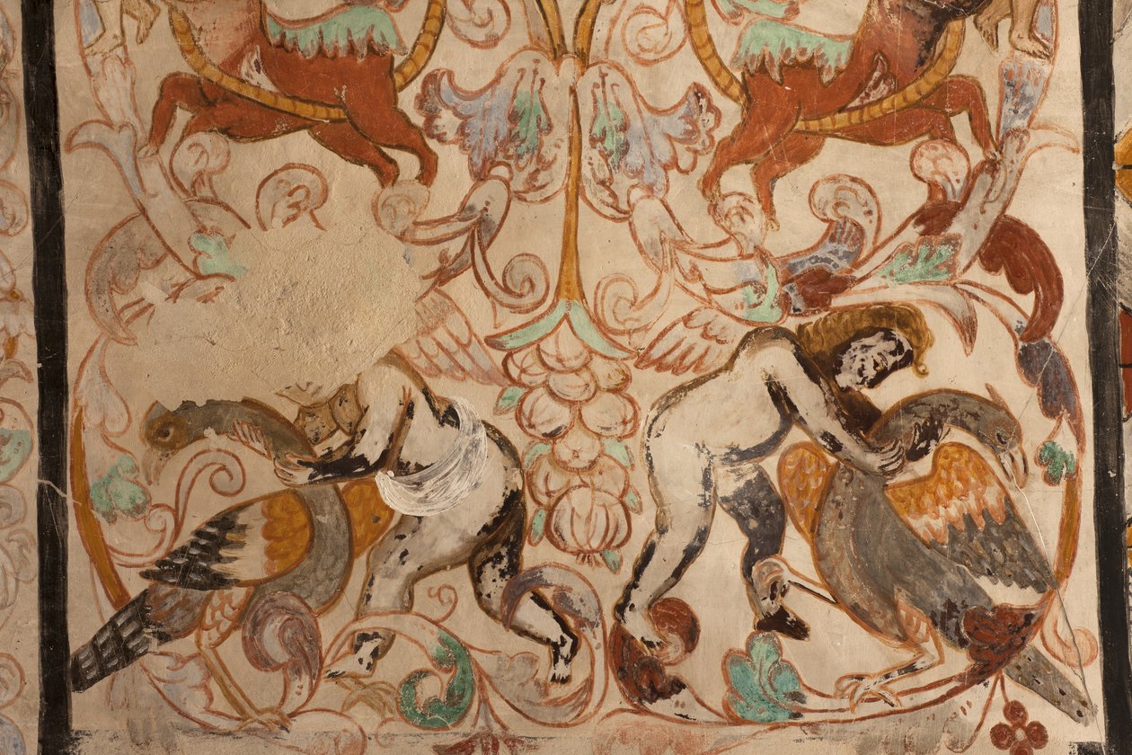 पैरिश चर्च (चर्च ऑफ अवर लेडी ऑफ सोलर्स)। आंतरिक। नावें। भित्ति चित्र। विवरण। 16 वीं शताब्दी (?)। द्वारा फ्रेंच स्कूल