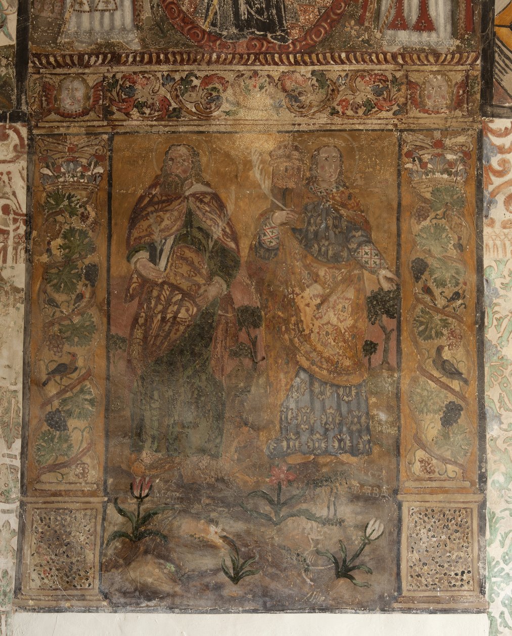 पैरिश चर्च (चर्च ऑफ अवर लेडी ऑफ सोलर्स)। आंतरिक। नावें। भित्ति चित्र। विवरण। 16 वीं शताब्दी (?)। द्वारा फ्रेंच स्कूल