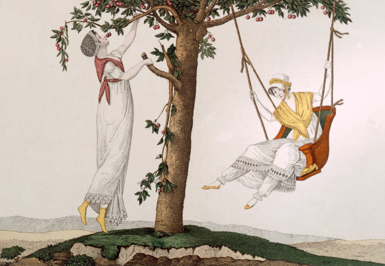मॉन्टमोरेंसी में पेरिस की महिलाएं, ले बॉन शैली से प्लेट 41, c.1810 द्वारा फ्रेंच स्कूल