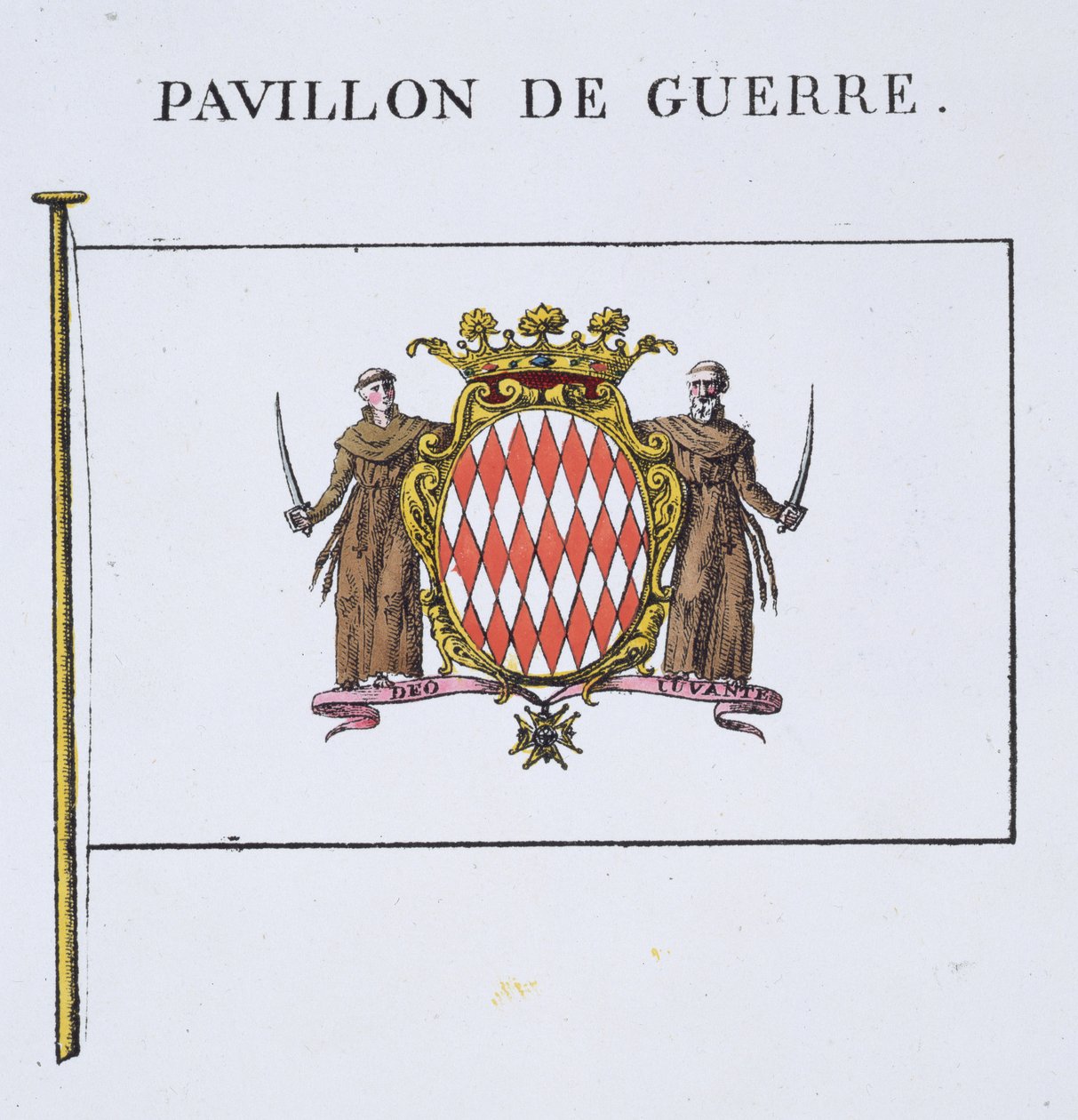 Pavillon de Guerre, मोनाको से झंडे का विस्तार (देखें 103834), झंडे की एक फ्रांसीसी पुस्तक से, c.119 द्वारा फ्रेंच स्कूल
