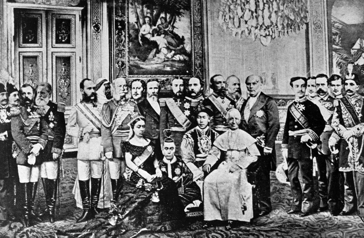 विश्व शासकों की फोटोमोंटेज, 1867 (बीडब्ल्यू तस्वीरें खींची गई) द्वारा फ्रेंच स्कूल