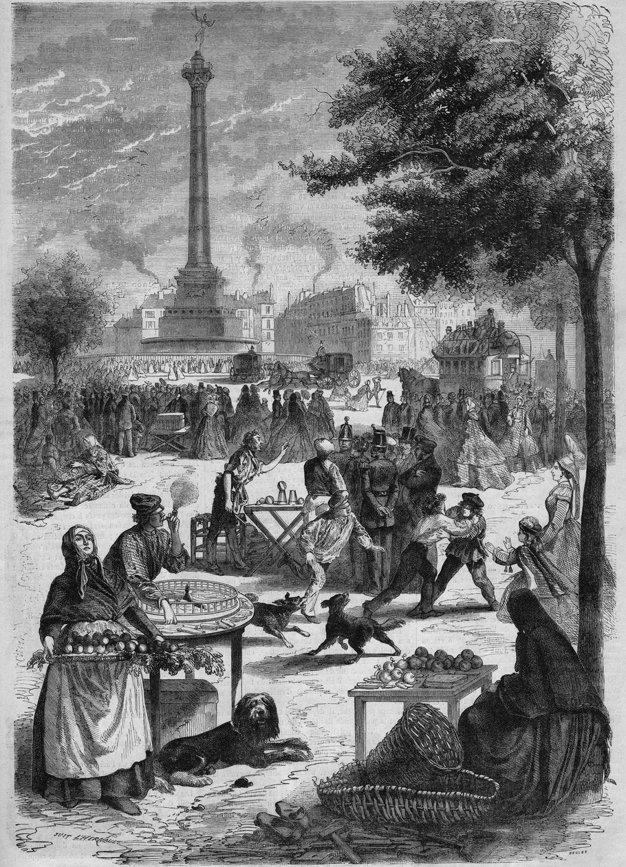 सितंबर में रविवार को डे ला बैस्टिल रखें। 1865 से पिग्नार्ड द्वारा एक स्केच के बाद उत्कीर्णन। द्वारा फ्रेंच स्कूल