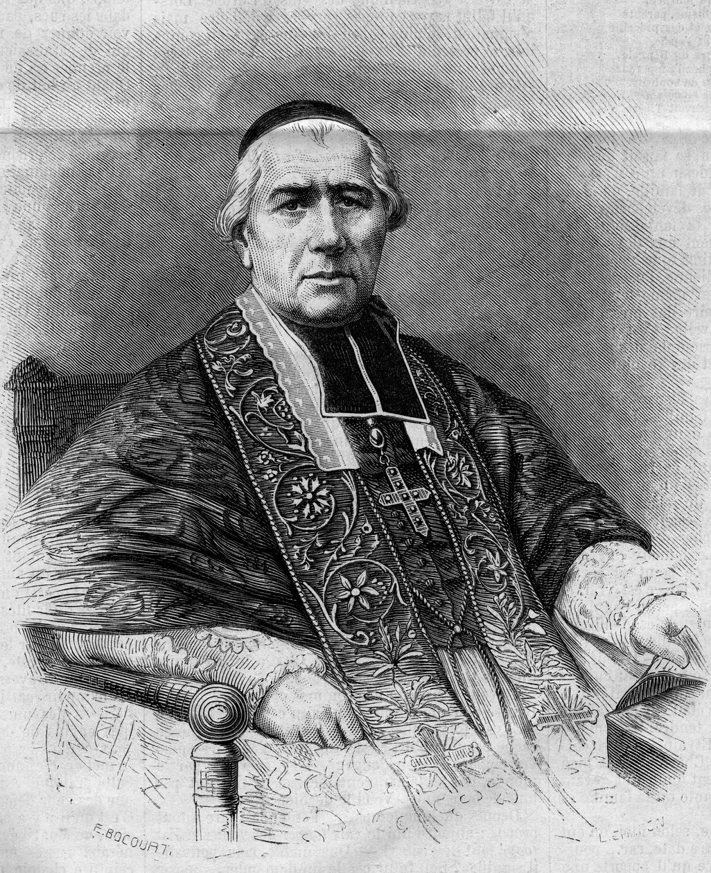फ्रेंकोइस निकोलस मेडेलीन मोरलोट (1795-1862) का पोर्ट्रेट, पेरिस के आर्कबिशप। 3 जनवरी, 1863 को "" ले मोंडे इलस्ट्रे "" एन ° 299 में उत्कीर्णन। द्वारा फ्रेंच स्कूल