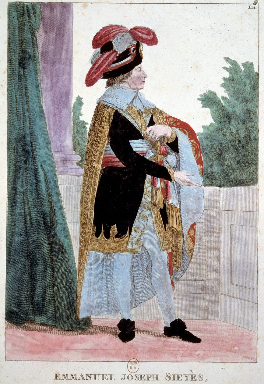अब्बे इमैनुएल सियेस (1748 - 1836) के कार्यकारी बोर्ड के सदस्य का पोर्ट्रेट। 19वीं सदी की नक्काशी। पेरिस, मुसी कार्नावलेट। द्वारा फ्रेंच स्कूल