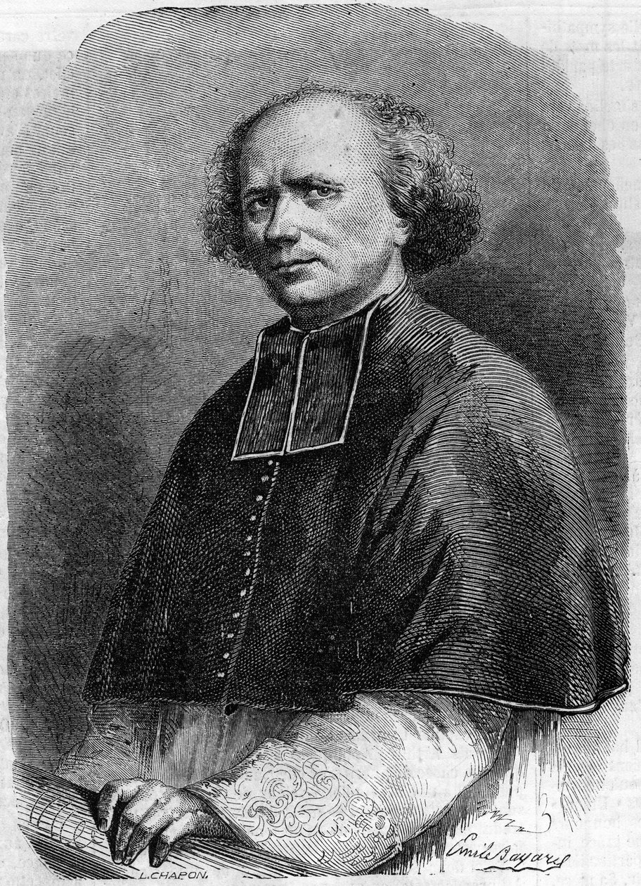 पेरिस में मेडेलीन के पैरिश, एब्बे गैसपार्ड डेगुएरी (1797-1871) का पोर्ट्रेट। 30 मार्च के "" ले मोंडे इलस्ट्र्रे "" एन ° 207 में उत्कीर्णन द्वारा फ्रेंच स्कूल