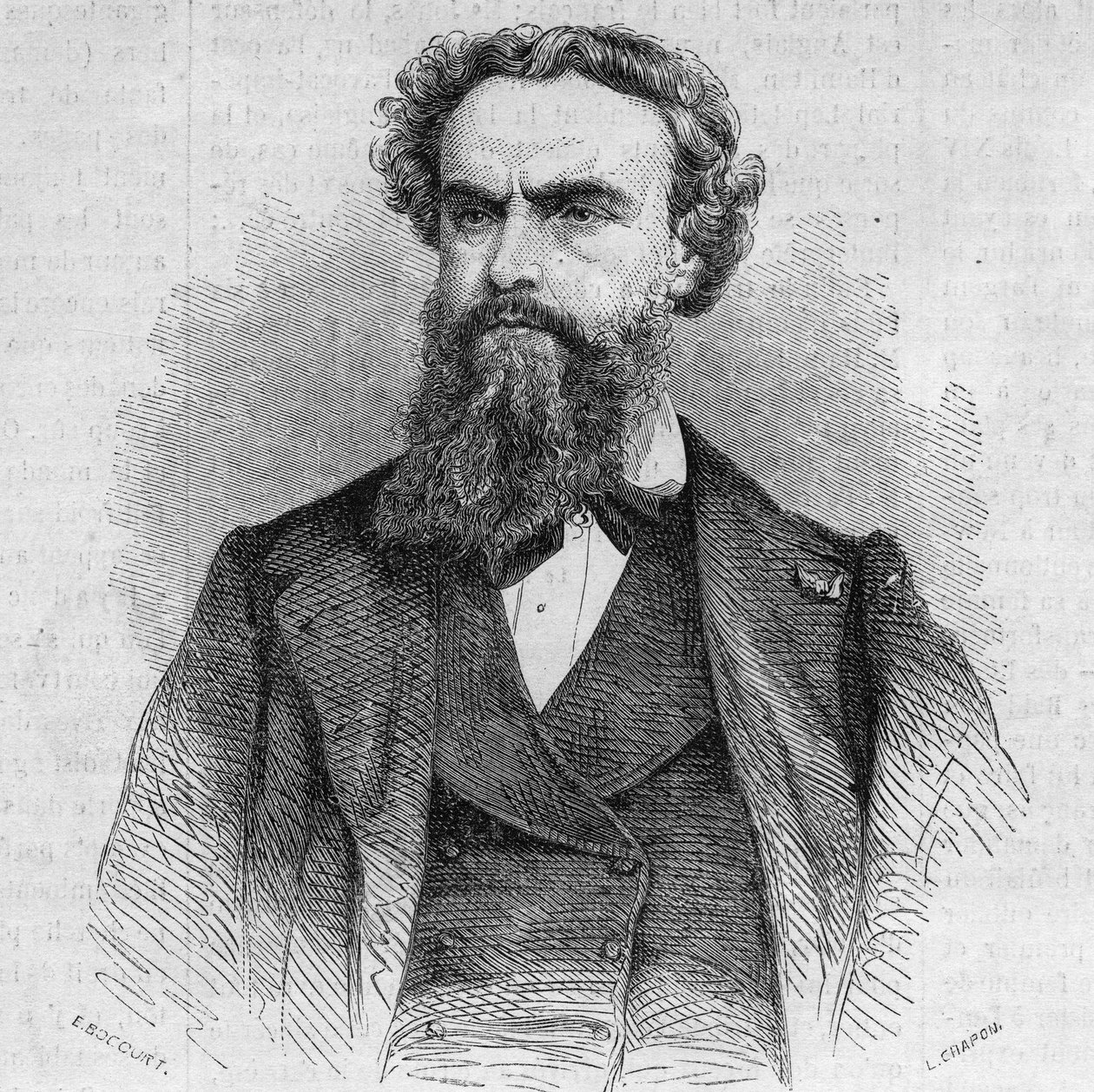 अलेक्जेंड्रे कैबनेल (1823-1899) का पोर्ट्रेट, फ्रांसीसी चित्रकार। 3 अक्टूबर के "" ले मोंडे इलस्ट्र्रे "" एन ° 338 में उत्कीर्णन द्वारा फ्रेंच स्कूल