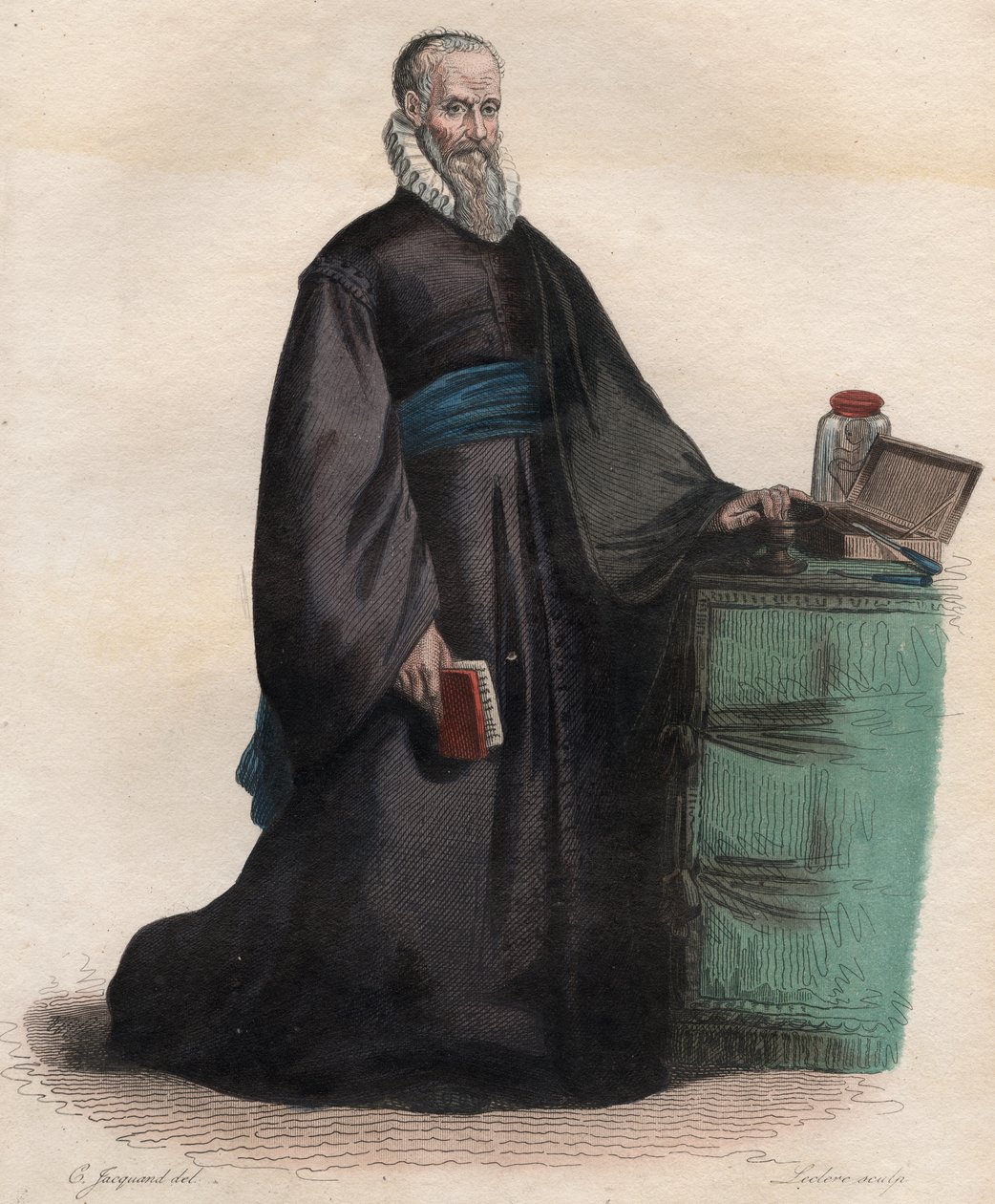 पोट्रेट ऑफ़ एम्ब्रोइज़ पारे (1509-1590), फ्रांसीसी सर्जन। द्वारा फ्रेंच स्कूल