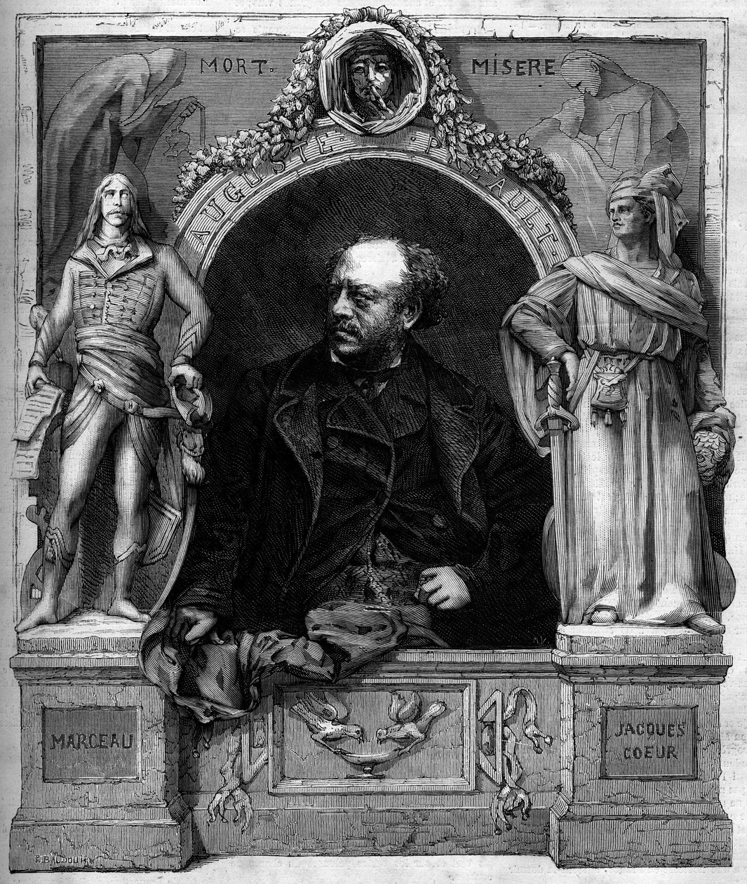 एंटोनी ऑगस्टिन प्रील्ट (1809-1879) का पोर्ट्रेट, फ्रांसीसी मूर्तिकार। 25 जनवरी के "" ले मोंडे इलस्ट्रे "" एन ° 1139 में उत्कीर्णन द्वारा फ्रेंच स्कूल