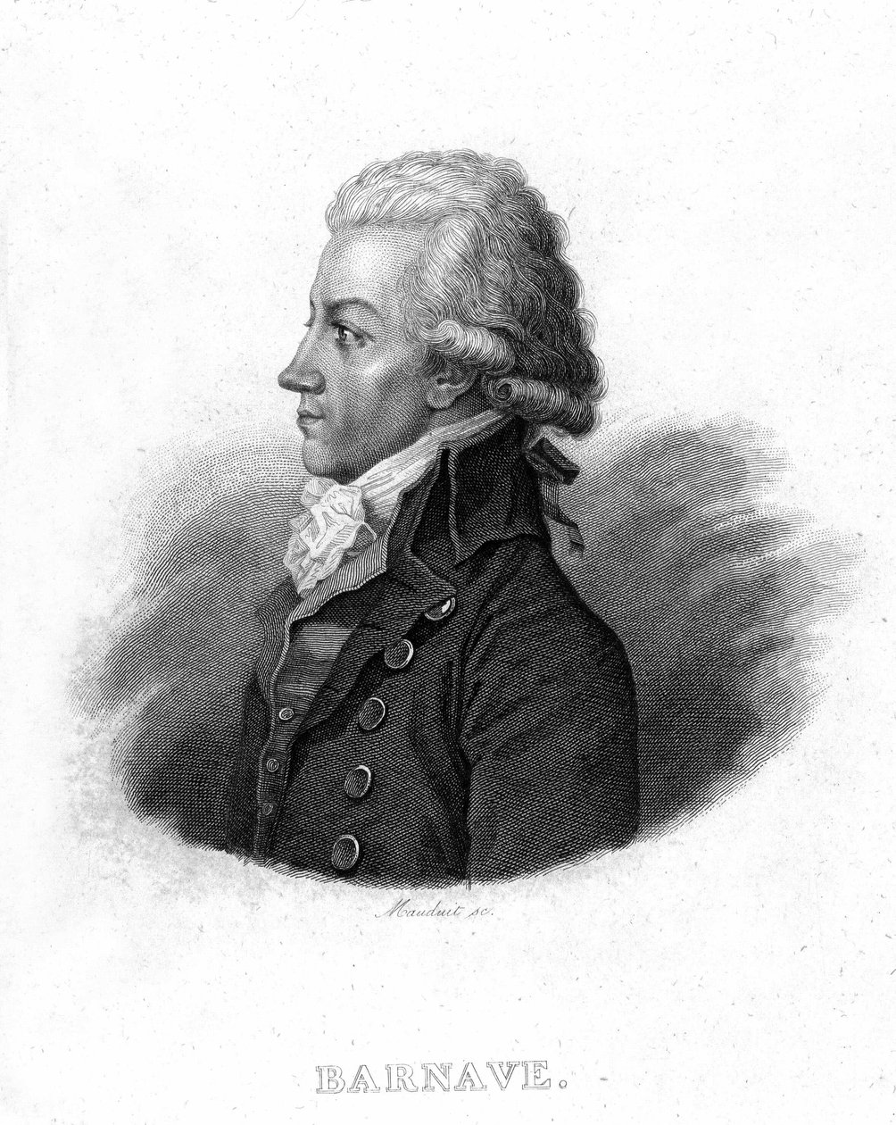 एंटोनी बार्नवे का पोर्ट्रेट (1761 - 1793), फ्रांसीसी क्रांतिकारी - थियर्स द्वारा "क्रांतिकारी फ़्रैंचाइज़" में द्वारा फ्रेंच स्कूल