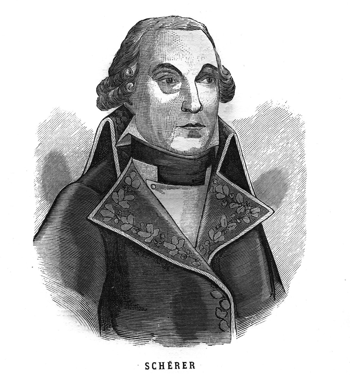 बार्थेलेमी लुई जोसेफ शायर (1747-1804), युद्ध मंत्री का पोर्ट्रेट। "लेस इलस्ट्रेशन्स डी ल'आर्मी फ़्रैन्काइज़ डे १७८९ ए १८८०" में उत्कीर्णन द्वारा फ्रेंच स्कूल