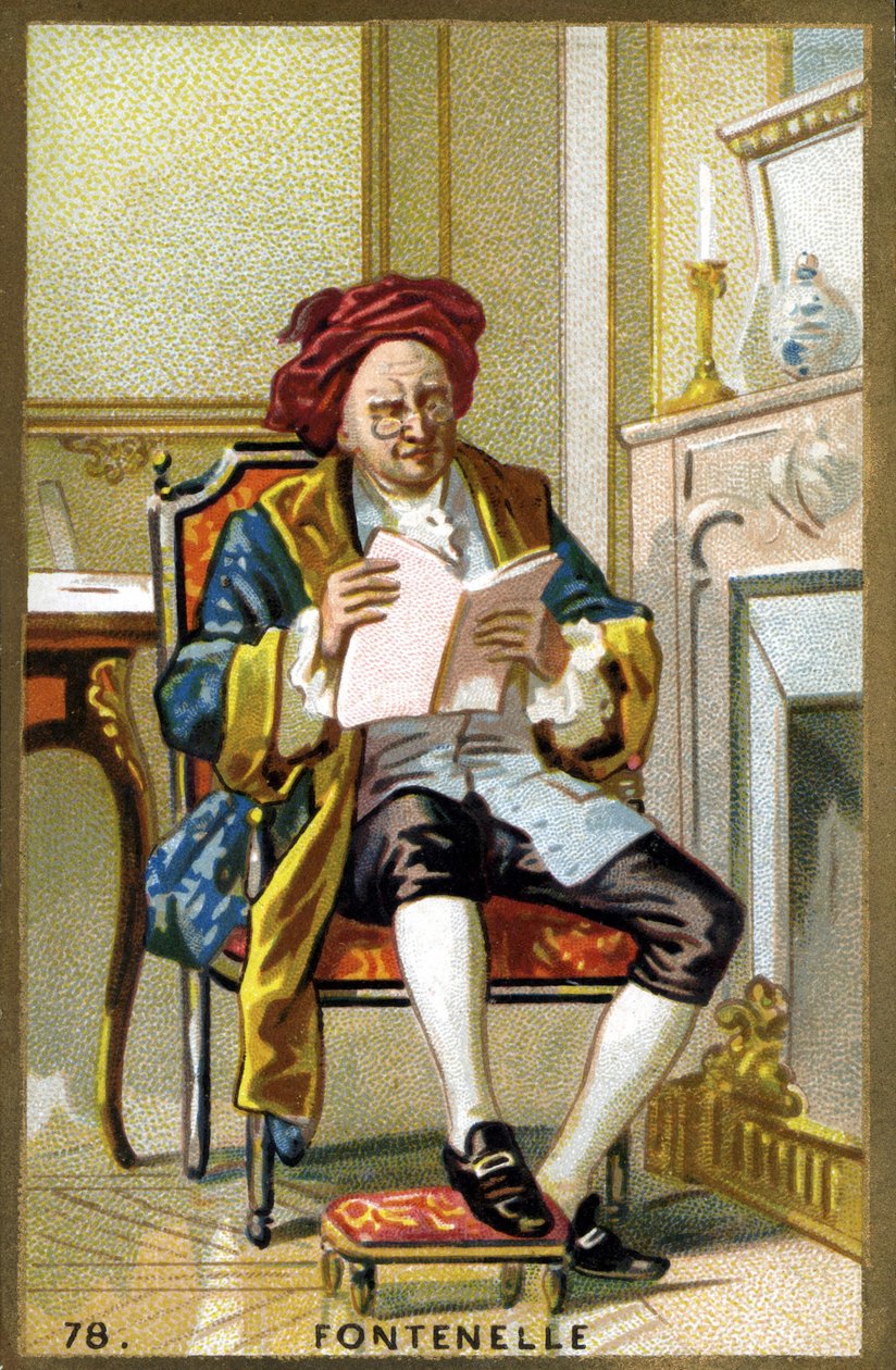 फोंटेनेल (1657-1757) द्वारा बर्नार्ड ले बॉयर (ले बोवियर) का पोर्ट्रेट। 19वीं सदी के उत्तरार्ध की क्रोमोलिथोग्राफी। द्वारा फ्रेंच स्कूल