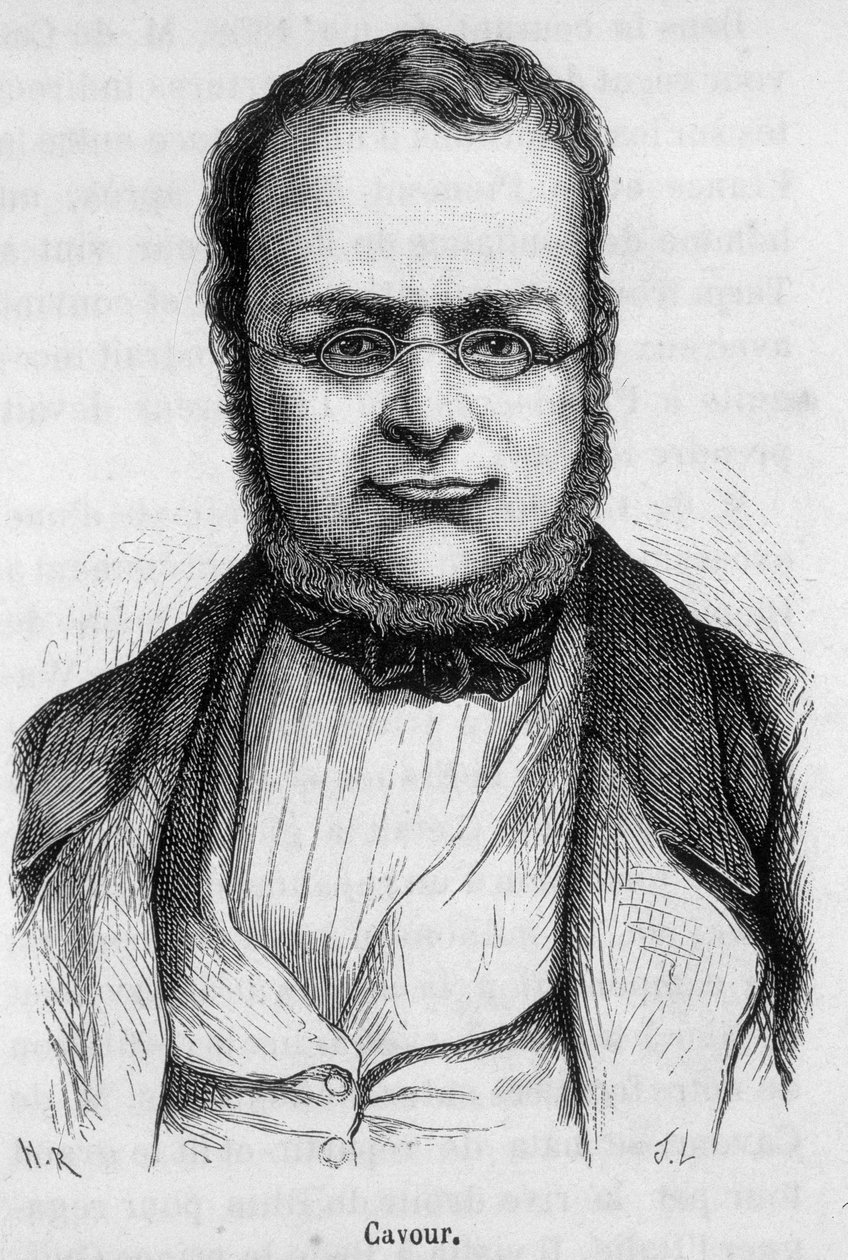 कैमिलो बेन्सो का पोर्ट्रेट, कैवोर की गणना (1810 - 1861) इतालवी राजनेता - हेनरी मार्टिन द्वारा "फ्रांस का इतिहास" में द्वारा फ्रेंच स्कूल