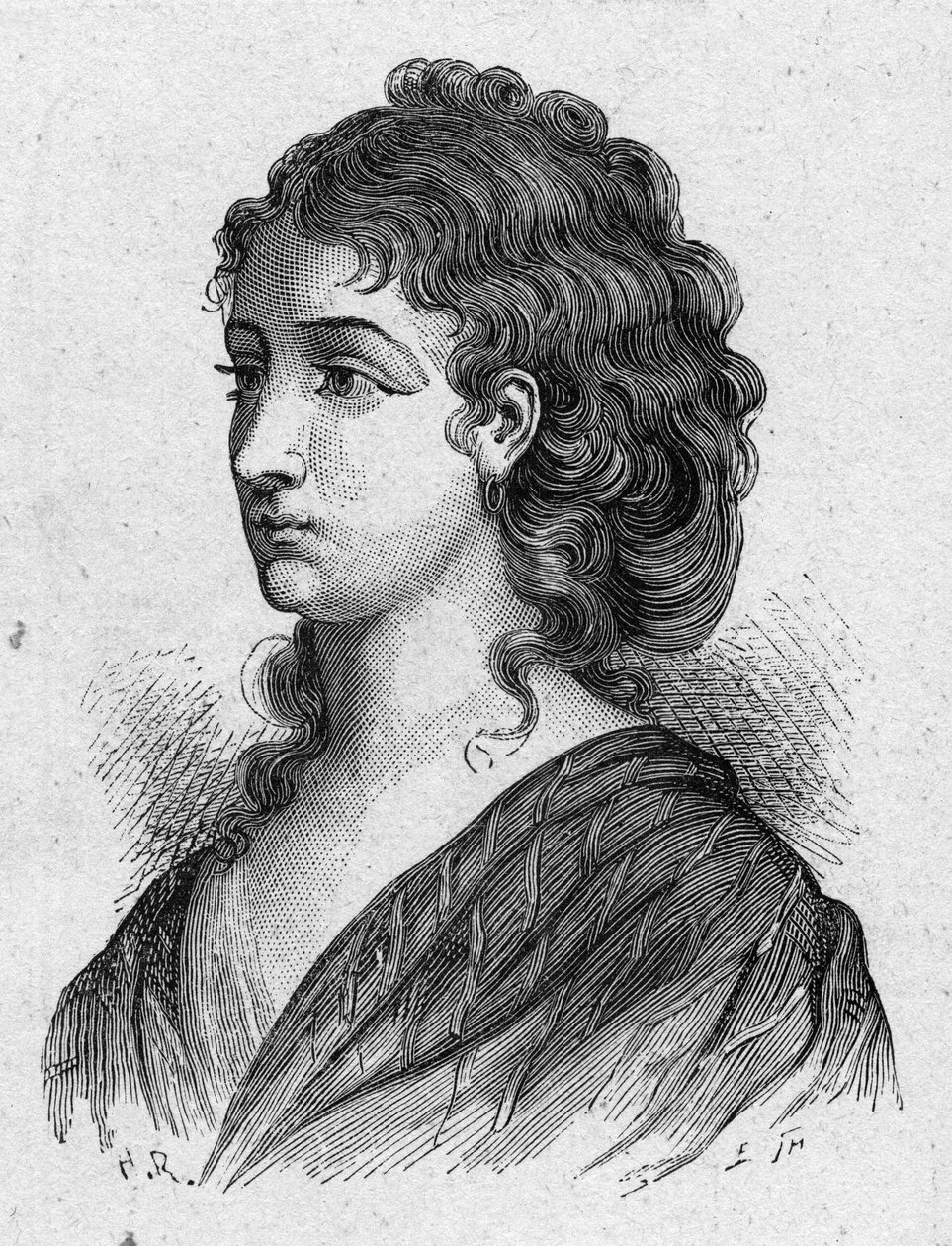 सेसिल एमी रेनॉल्ट (1774-1794), फ्रांसीसी क्रांतिकारी का पोर्ट्रेट। १८८९ से उत्कीर्णन। निजी संग्रह। द्वारा फ्रेंच स्कूल
