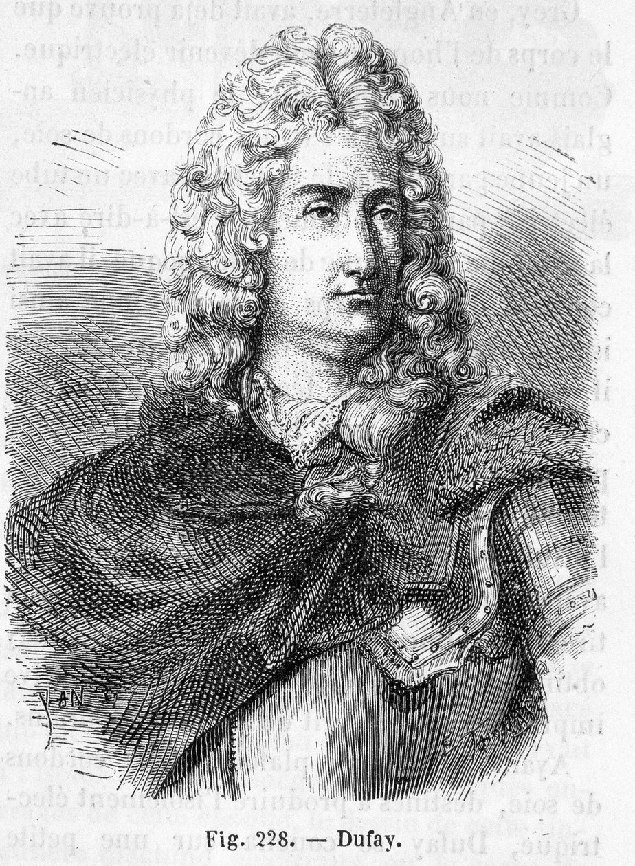 चार्ल्स फ्रांकोइस डू फे (डुफे?) (1698 - 1739) का पोर्ट्रेट, फ्रांसीसी रसायनज्ञ और भौतिक विज्ञानी- हेनरी मार्टिन द्वारा "हिस्टोइरे डी फ्रांस" में द्वारा फ्रेंच स्कूल
