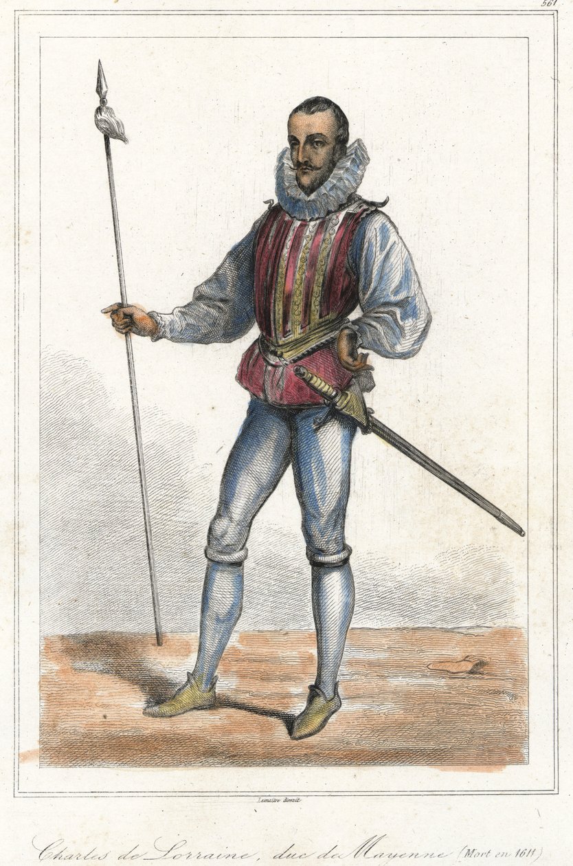 चार्ल्स डी लोरेन का पोर्ट्रेट, ड्यूक ऑफ मायेन (1554 - 1611), फ्रांसीसी राजकुमार। हेनरी, ड्यूक ऑफ गुइस के बाद, वह लीग (1589) के प्रमुख थे। द्वारा फ्रेंच स्कूल