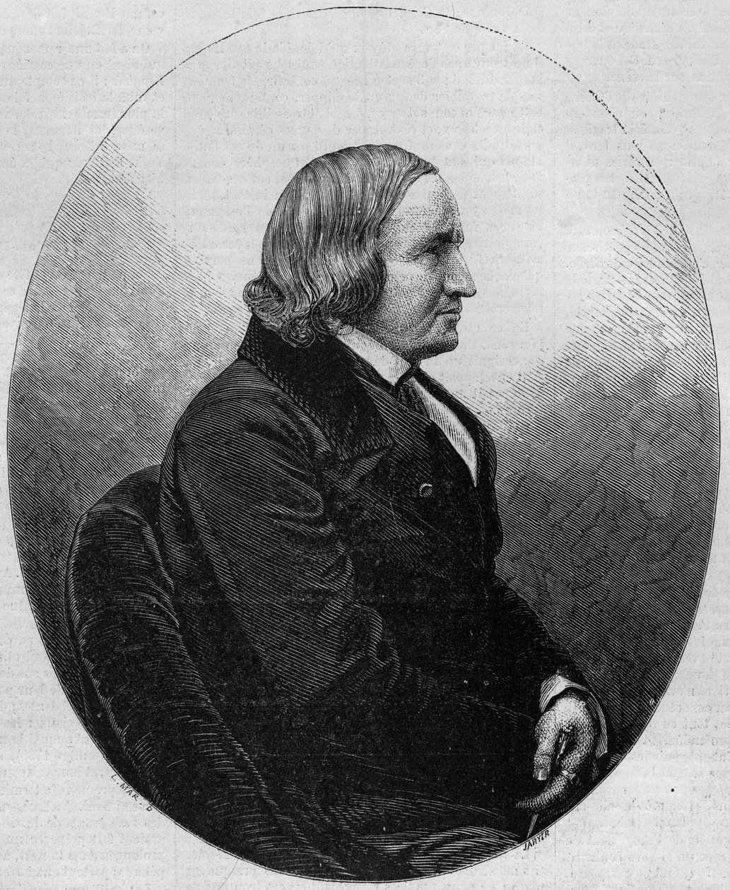 काउंट अल्फ्रेड डी विग्नी (1797-1863) का पोर्ट्रेट, फ्रांसीसी लेखक और कवि। 19 दिसंबर 1857 के "" ले मोंडे इलस्ट्र्रे "" एन ° 36 में उत्कीर्णन। द्वारा फ्रेंच स्कूल