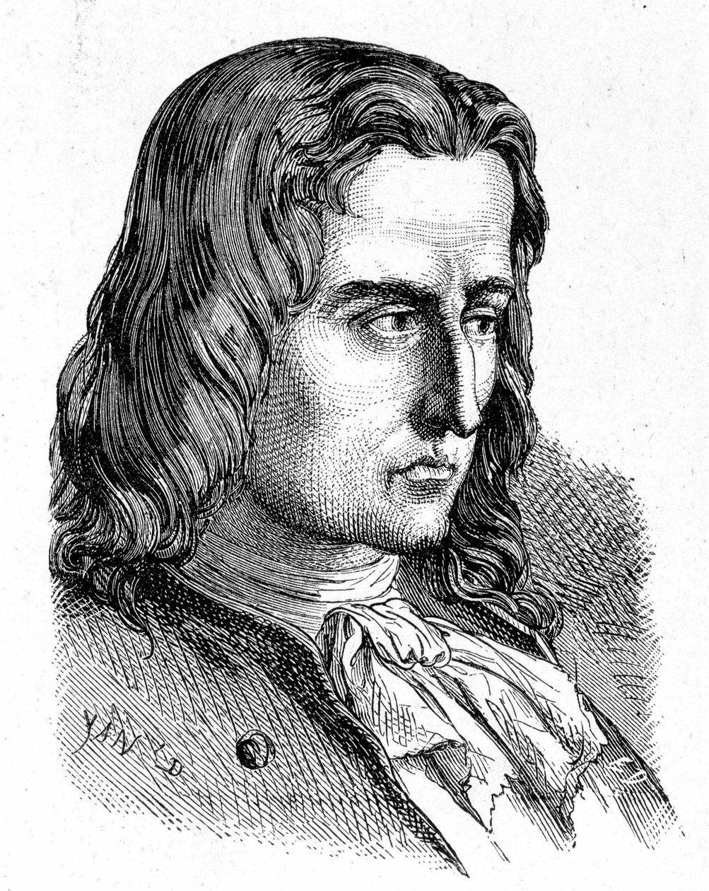 डेनिस पापिन का पोर्ट्रेट (1647 - 1714) - "" एल्बम ऑफ साइंस में; प्रसिद्ध विद्वान; ग्रैंड्स डिस्कवरीज"""1896। द्वारा फ्रेंच स्कूल