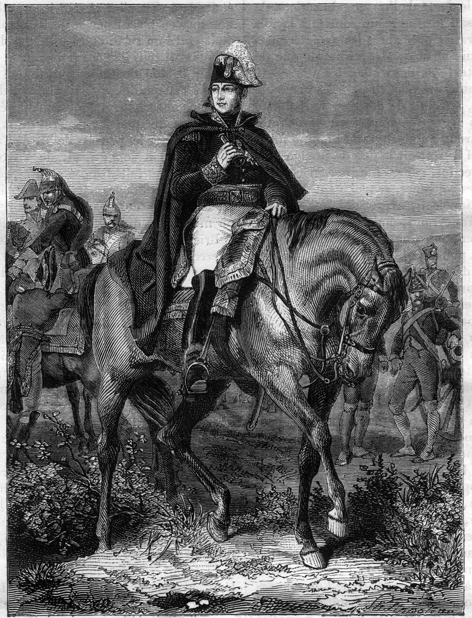 एडौर्ड एडोल्फ कासिमिर जोसेफ मोर्टियर, ड्यूक ऑफ ट्रेविसो (1768-1835), फ्रांस के मारेचल का पोर्ट्रेट - एडॉल्फ थियर्स द्वारा "वाणिज्य दूतावास के इतिहास में साम्राज्य का इतिहास" में - 1879 - निजी संग्रह द्वारा फ्रेंच स्कूल