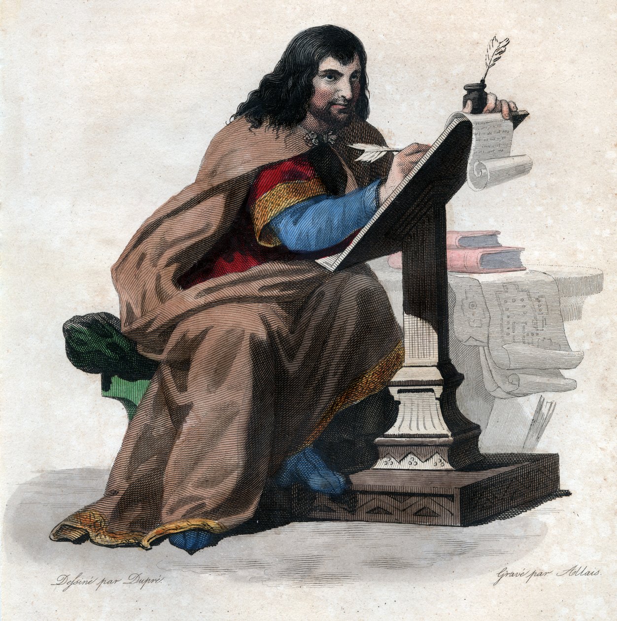 आइरहार्ड (ईगिनहार्ड, ईनहार्ट, ईनार्ड, ईनहार्ड) (775-840), फ्रेंकिश विद्वान और दरबारी का चित्र द्वारा फ्रेंच स्कूल