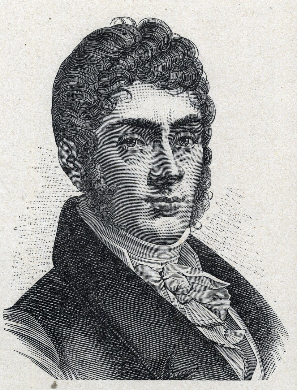 इटियेन निकोलस मेहुल (1763-1817) फ्रांसीसी संगीतकार का पोर्ट्रेट। १८८९ से उत्कीर्णन। निजी संग्रह। द्वारा फ्रेंच स्कूल