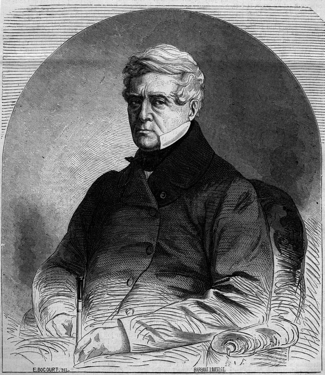 इटियेन पसक्वियर का पोर्ट्रेट (1767-1862), फ्रांसीसी राजनीतिज्ञ। 19 जुलाई 1862 के "" ले मोंडे इलस्ट्रे "" संख्या 275 में उत्कीर्णन। द्वारा फ्रेंच स्कूल