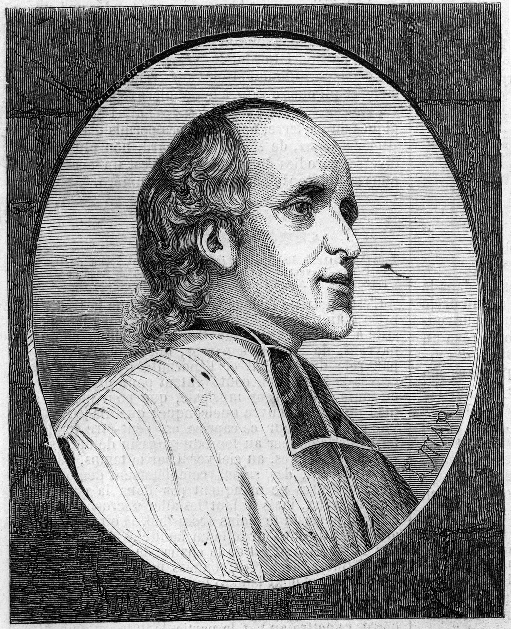 फादर डेलाक्रोइक्स डी रविग्नन (1795-1858), फ्रेंच जेसुइट का पोर्ट्रेट। 6 मार्च 1858 के "" ले मोंडे इलस्ट्र्रे "" एन ° 47 में उत्कीर्णन। द्वारा फ्रेंच स्कूल