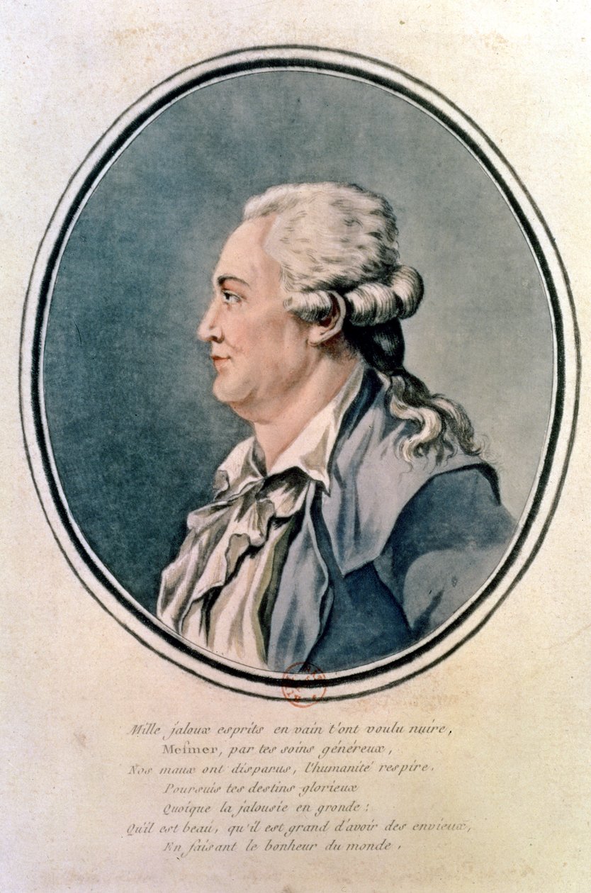 फ्रांज़ एंटोन मेस्मर का पोर्ट्रेट (1734-1815) ऑस्ट्रियाई चिकित्सक और मेस्मेरिज़्म के संस्थापक (wc) द्वारा फ्रेंच स्कूल